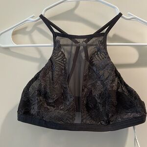 Abercrombie & Fitch womens lace mesh Bralette convert to Racerback size S grey